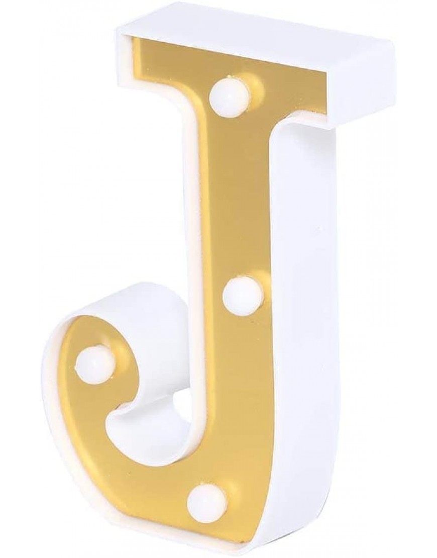 Efavormart 6 3D Gold Marquee Letters 5 LED Light Up Letters Warm White LED Letter Lights J - BCXQK9F9H
