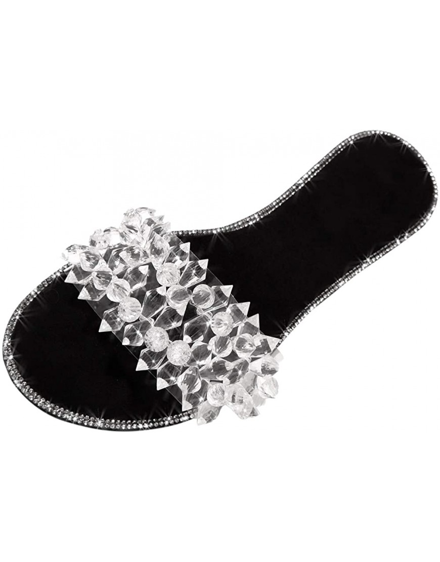 Padaleks Women's Flat Slippers Crystal Roman Casual Slide Sandal Shiny Diamond Sandals Beach Indoor&Outdoor Shoes - BAH0LYK7J
