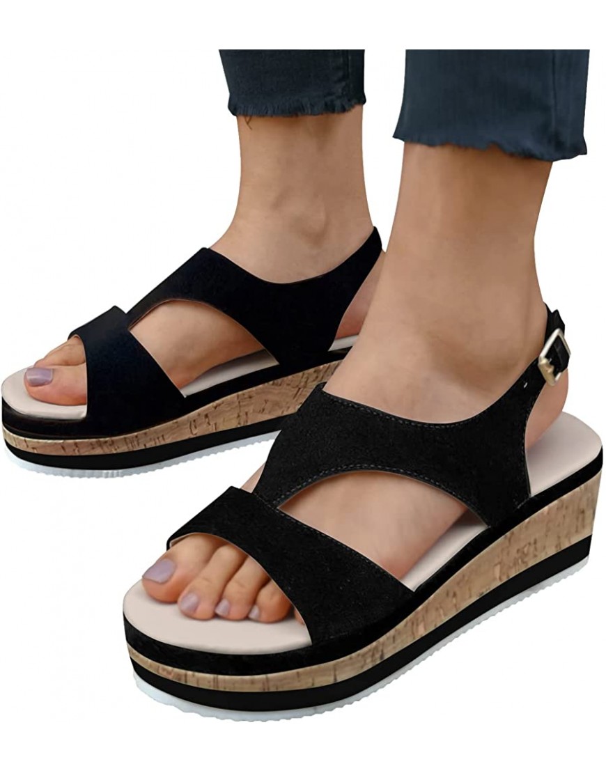 Padaleks Women's Summer Sandals Casual Bohemia Platform Wedge Shoes Comfortable Ankle Strap Outdoor Roman Sandal - B7414Q2U5