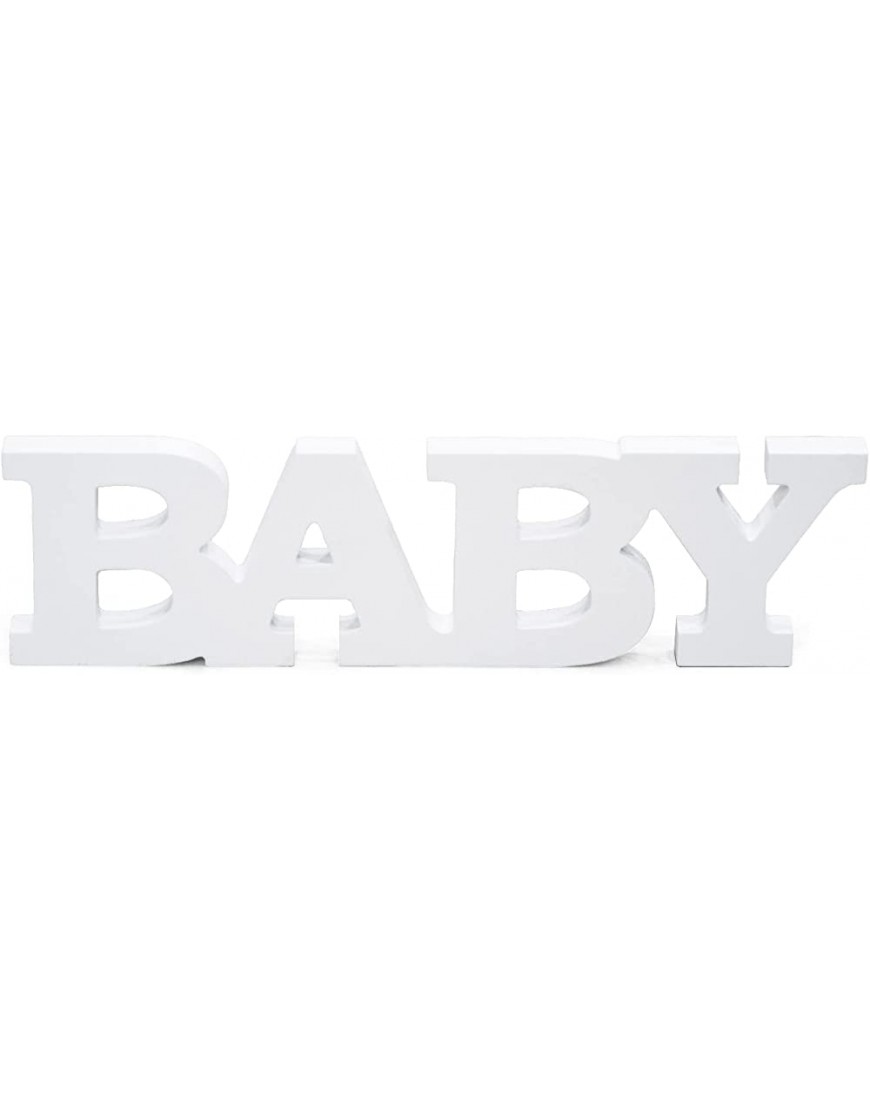 Small Baby Wood Letter Sign Mini Table Baby Wood Sign for Baby Show Birthday Table Decoration White - BY0LNE8YH