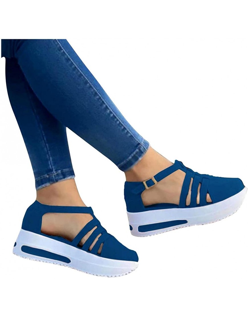 Wedge Sandals for Women Dressy Summer,Women’s Summer Open Toe Ankle Strap Espadrille Casual Flatform Platform Wedge Sandals d039 Blue - BKUPN7DL3