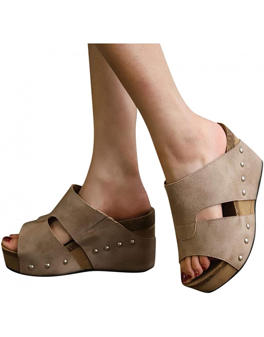 ZBYY Women Chunky Slide On Wedge Heels High Wedges Sandal Open Toe Platform Sandals Comfort Thick Summer Dressy Slipper - BW7HXEUU1