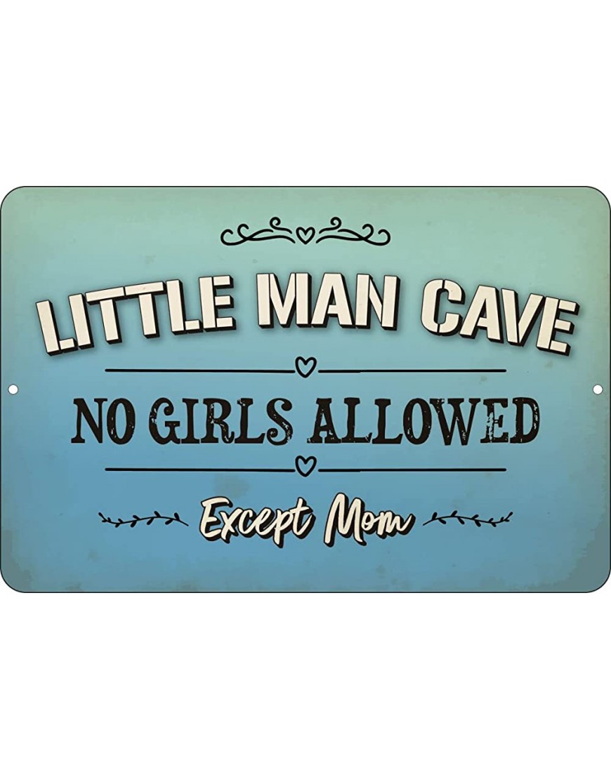 12x8 Little Man Cave Kids Room Sign No Girls Allowed Sign Room Decor - BVHPX8W0C