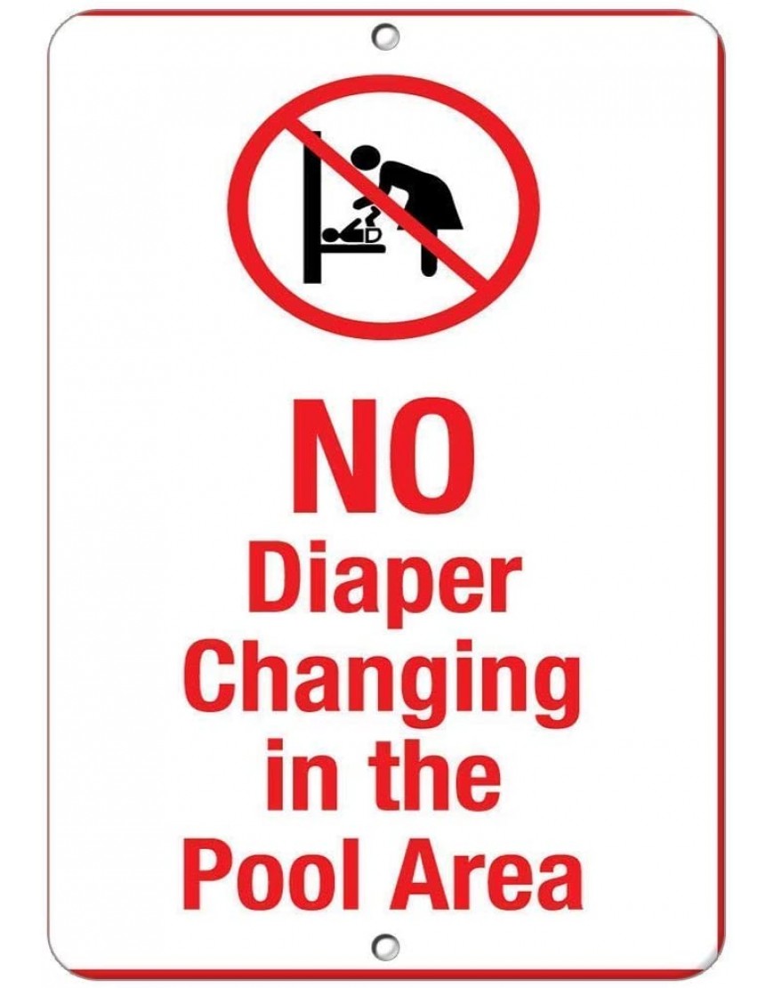 amusFlynnel Warning Sign No Diaper Changing in The Pool Area Activity Sign Road Sign Business Sign 12X16 Inches Aluminum Metal Tin Sign - BZAR1D5BF
