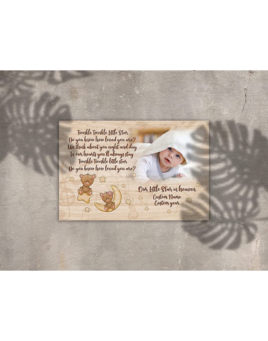 Baby Memorial Canvas Personalized| Twinkle Twinkle Little Star | Loss of Baby Loss of Child Infant Loss Toddler Child Loss Memorial Gifts| Remembrance Sympathy Gift for Grieving Mom| T708 16x12 inch - BKPJS4LDM
