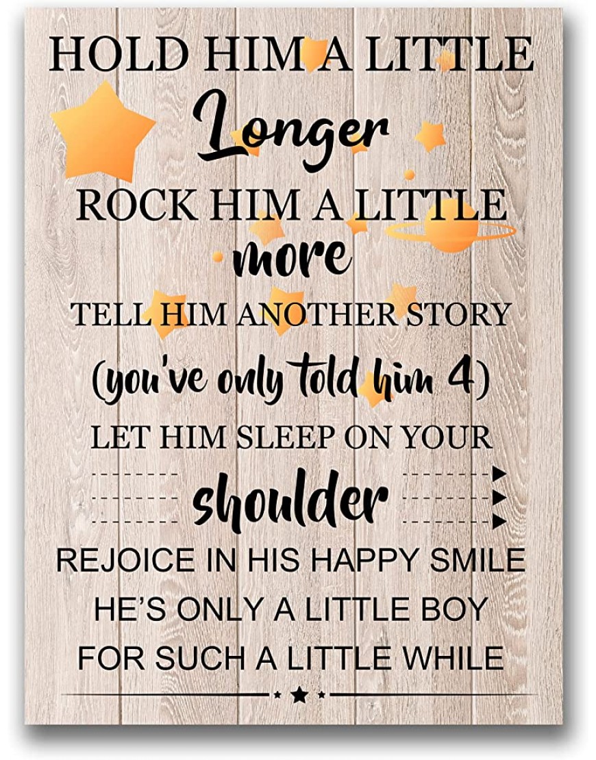 Baby Sign Hold Him A Little Longer Rock Him A Little More Baby Boy Nursery Decor Sign Wall Plaque Art Wood Sign Saying Farmhouse Style Novelty Decorative Wooden Sign Hanging Home Decor Gift 8x10 - B4VNU6HQ6
