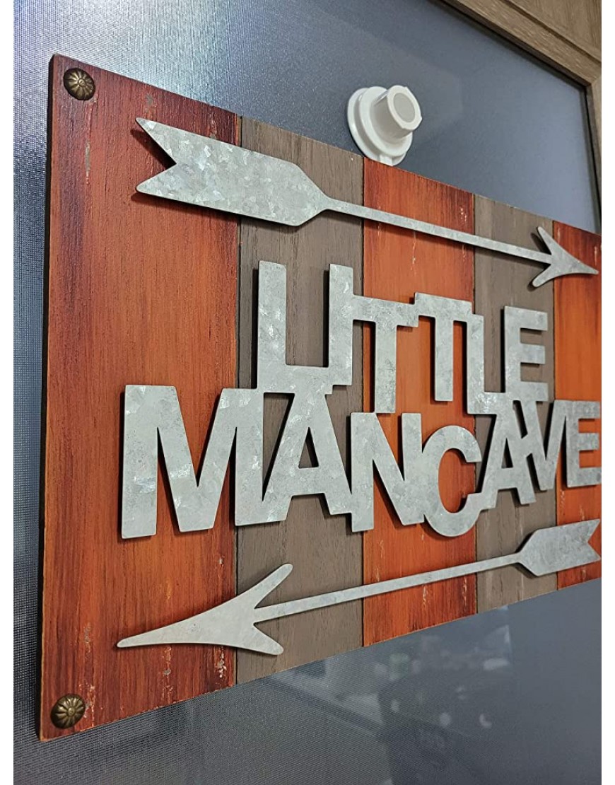 Blooming Party Nursery Wall Decor for Little Baby Boy or Toddler Little Man Cave Wood Sign Orange - B4IXT288J