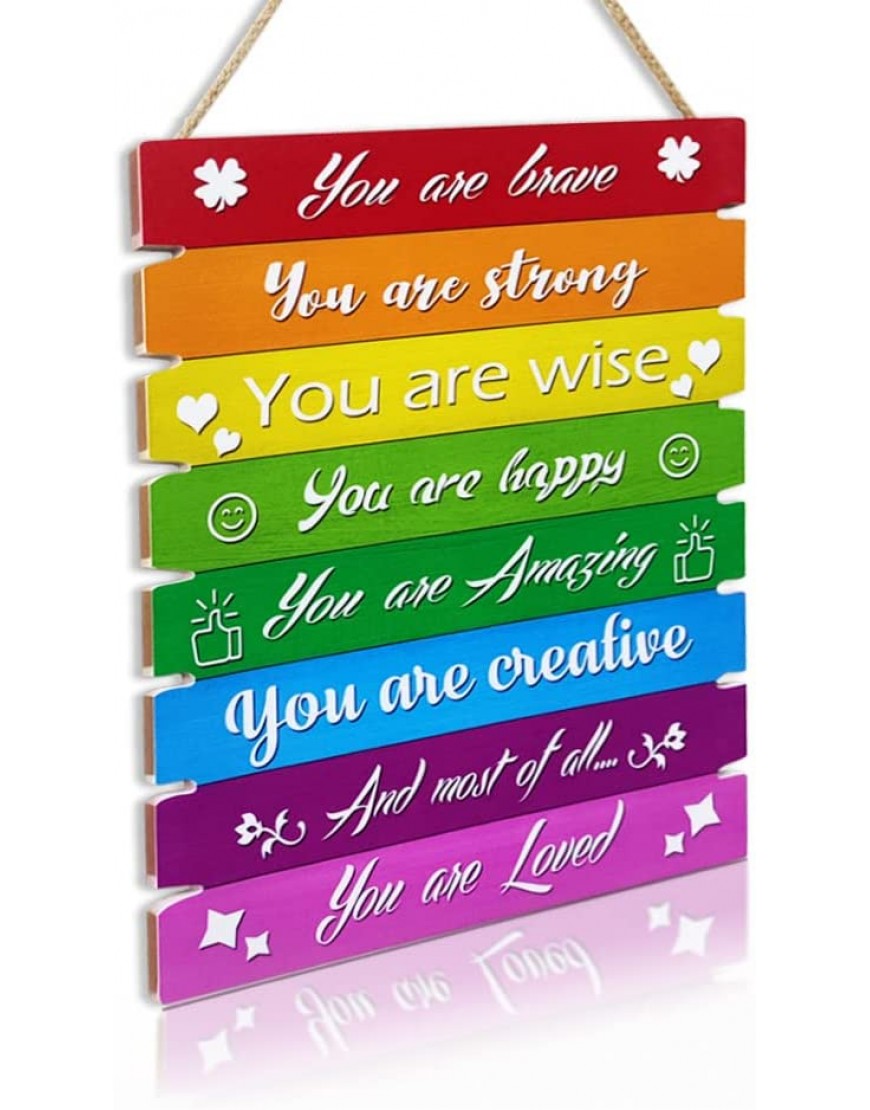 Colorful Rainbow Inspirational Wall Decor Quote Wall Art Hanging Sign Poster Motivational Sayings Plaque For Girls Kids Toddler Baby Room Dorm Nursery Playroom Decor - B7EM0D6DB