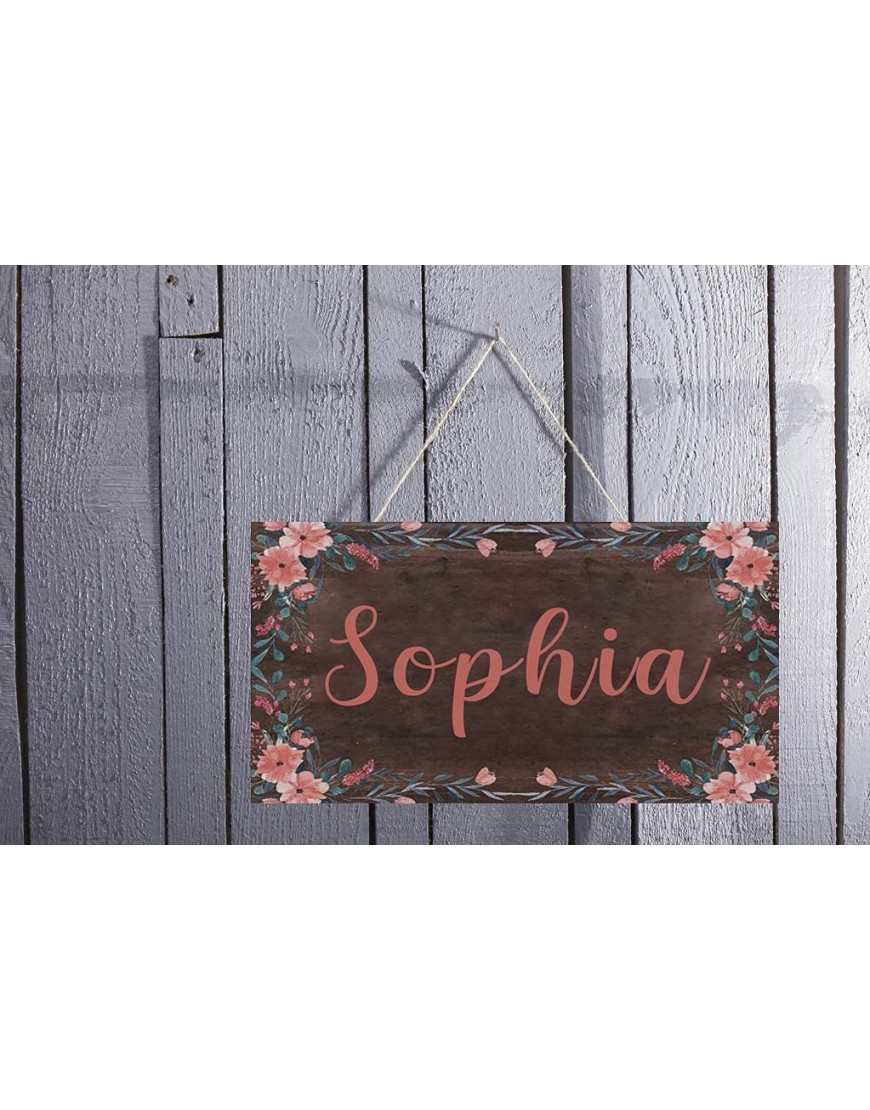 Customizable Personalized Sign Pink Floral Wreath Sign Personalized Girls Bedroom Baby Nursery Door Wood Sign Wall Art Decor - BSQR1N1FH