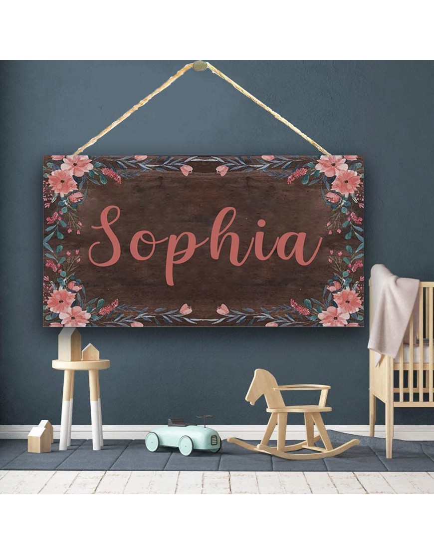 Customizable Personalized Sign Pink Floral Wreath Sign Personalized Girls Bedroom Baby Nursery Door Wood Sign Wall Art Decor - BSQR1N1FH