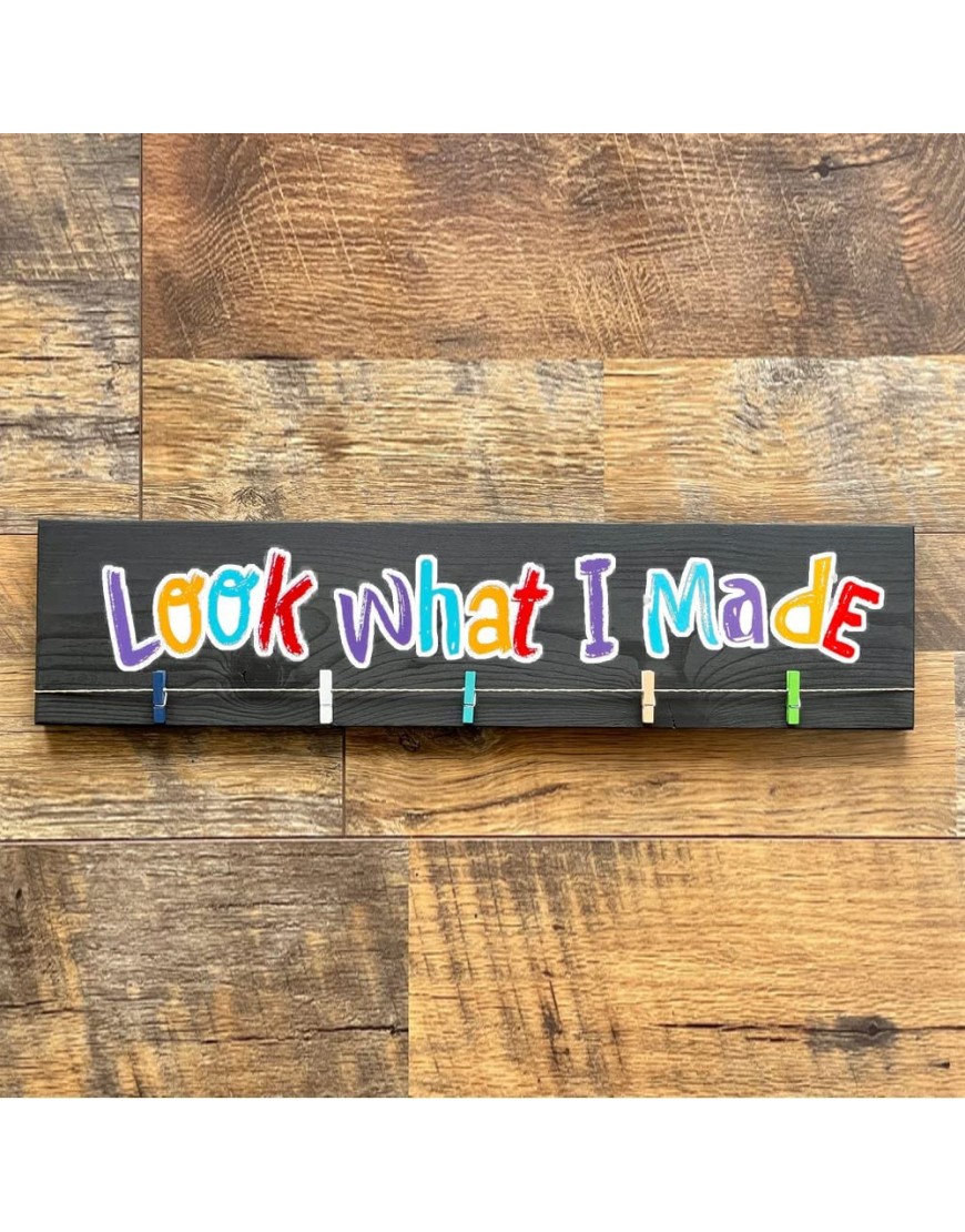Look What I Made Sign Stickers for Children's Artwork Board Artwork Display Sign 2"x12.5" 2pcs - B8Y3JYPNY