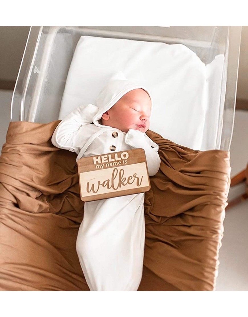 New Parent Gift Set for Parents to Be Customizable Baby Gift Custom Baby Name Sign Hospital Welcome 3D Hello My Name Is Announcement Wooden Plaque Photo Prop Sign Design Trendy - B9MR20G8K