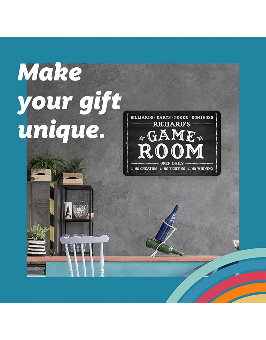 Pattern Pop Personalized Chalkboard Game Room Metal Room Sign 12x18 Inches - BWD1V9M6F