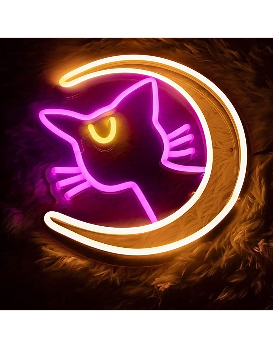 Sailor Moon Luna Neon Sign for Wall Decor Anime Neon Sign Pink & Purple Cartoon Magic Cat Moon Light Sailor Moon Luna Sign 3D Cute Luna Neon for Bedroom Game Room Gift for Kids Girls Fans 10 - B36A1EZF4