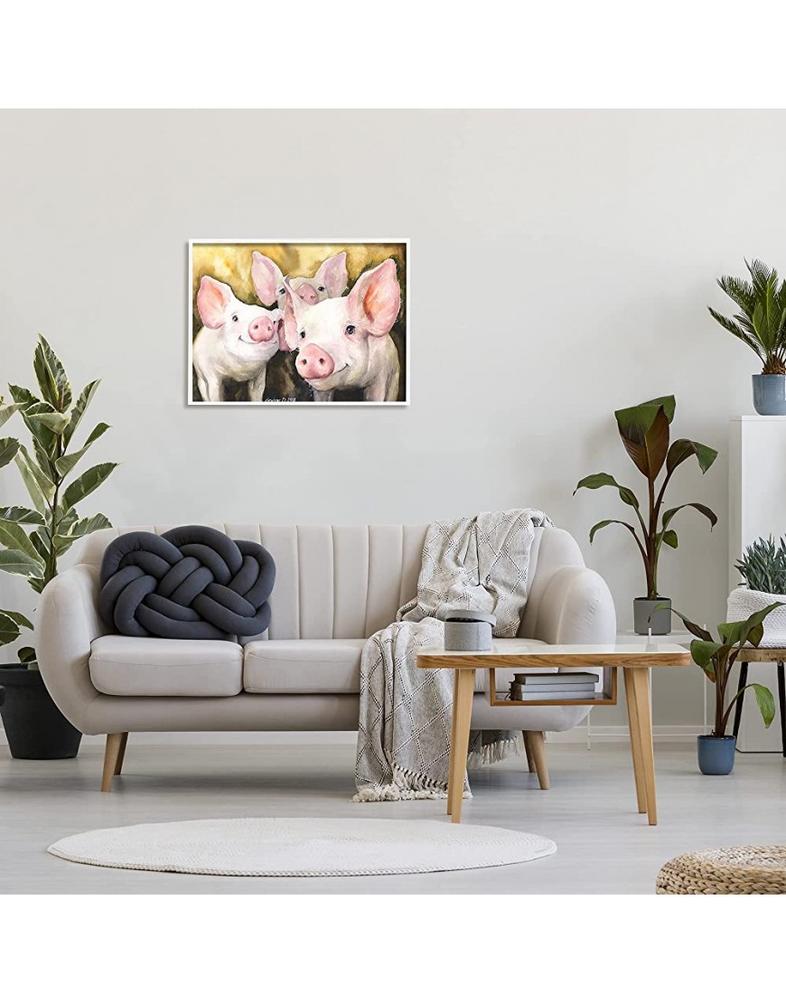 Stupell Industries Baby Pigs Animal Yellow Watercolor Painting Design by George Dyachenko White Framed Wall Art 24 x 30 Pink - BVCHAPNN6