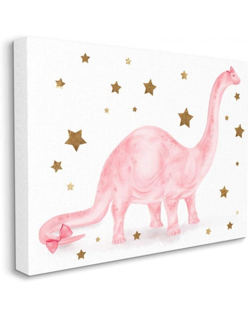 Stupell Industries Pink Dinosaur Gold Stars Kids Design Designed by Daphne Polselli Wall Art 16 x 1.5 x 20 Canvas - B1F6UMQTO