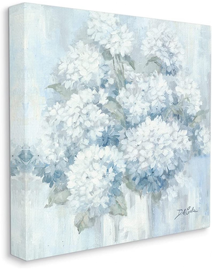 Stupell Industries Soft Blue Hydrangea Painting Blooming Flower Petals Designed by Debi Coules Canvas Wall Art 24 x 24 White - B9X3UO45H