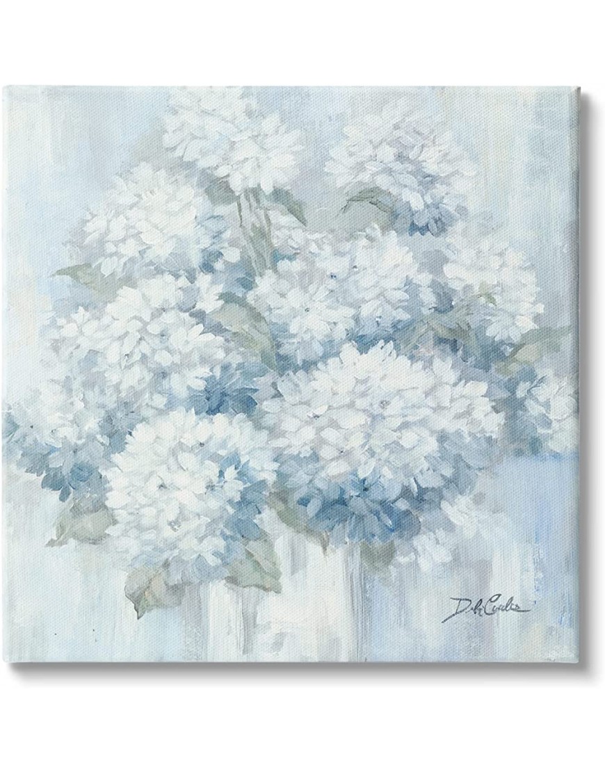 Stupell Industries Soft Blue Hydrangea Painting Blooming Flower Petals Designed by Debi Coules Canvas Wall Art 24 x 24 White - B9X3UO45H