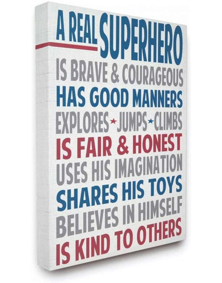 The Kids Room by Stupell A Real Superhero Typography Canvas Art 16 x 1.5 x 20 Proudly Made in USA - BSWR6UT6M