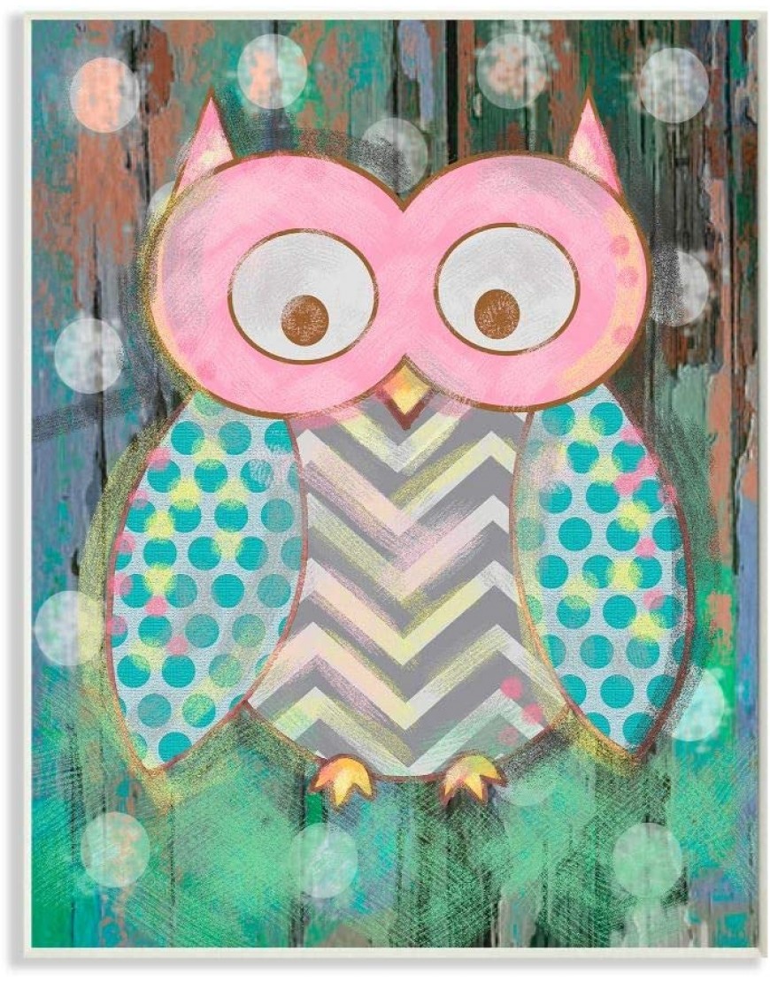 The Kids Room by Stupell Canvas Wall Art 10x15 Multi Color Distressed Woodland Owl - BYDCPCF6V