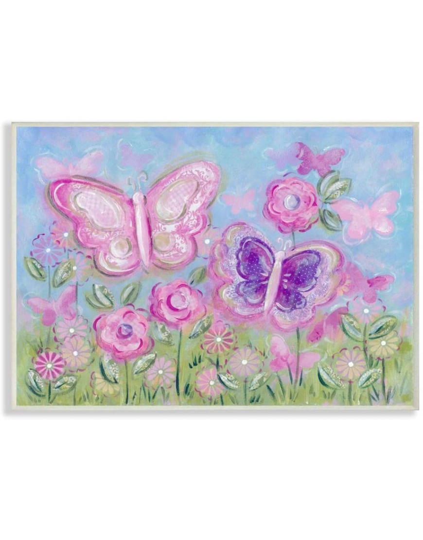 The Kids Room by Stupell Pastel Butterflies in a Garden Rectangle Wall Plaque - BXBS18HET