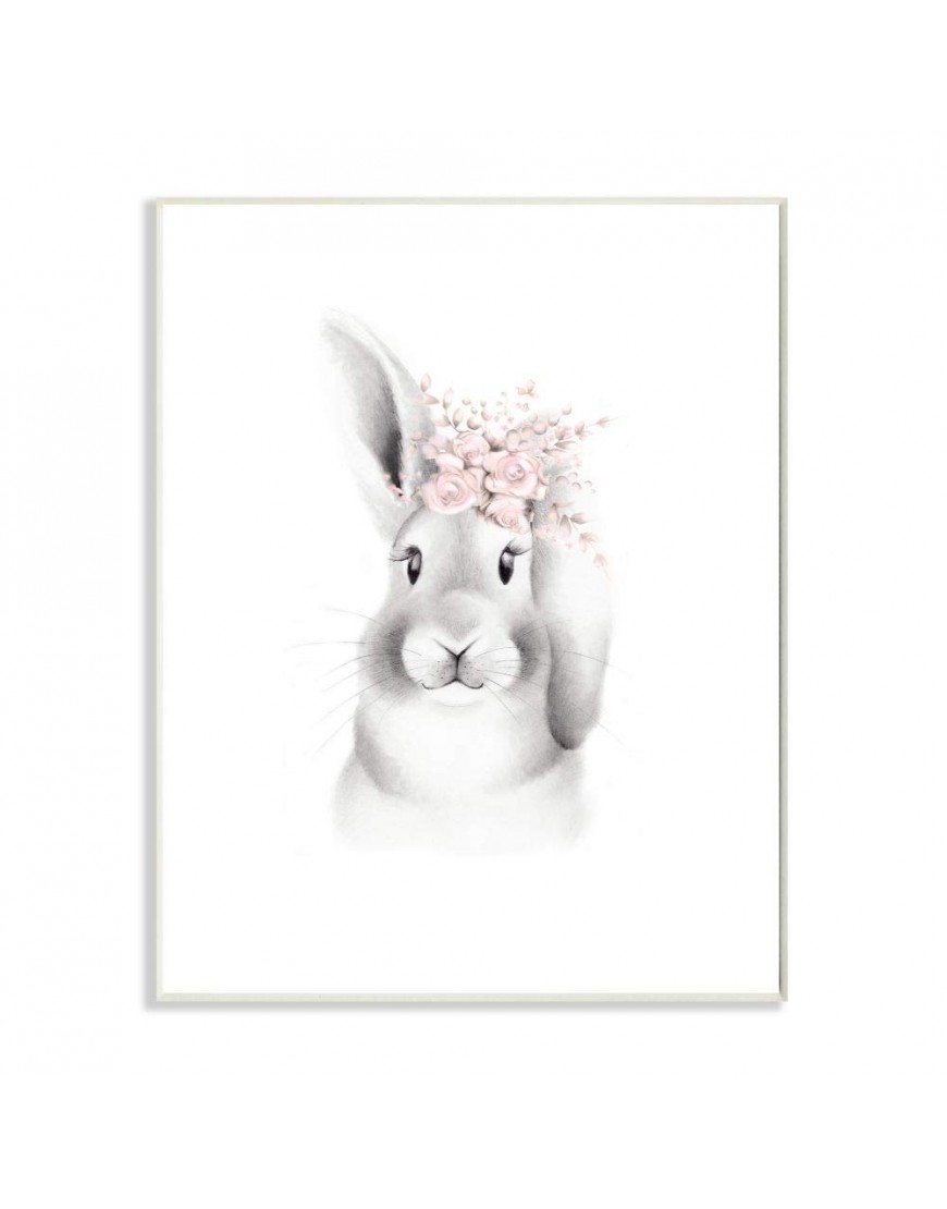 The Kids Room by Stupell Sketched Fluffy Bunny Flowers Oversized Wall Plaque Art 12.5 x 0.5 x 18.5 Proudly Made in USA - B9NN883KG