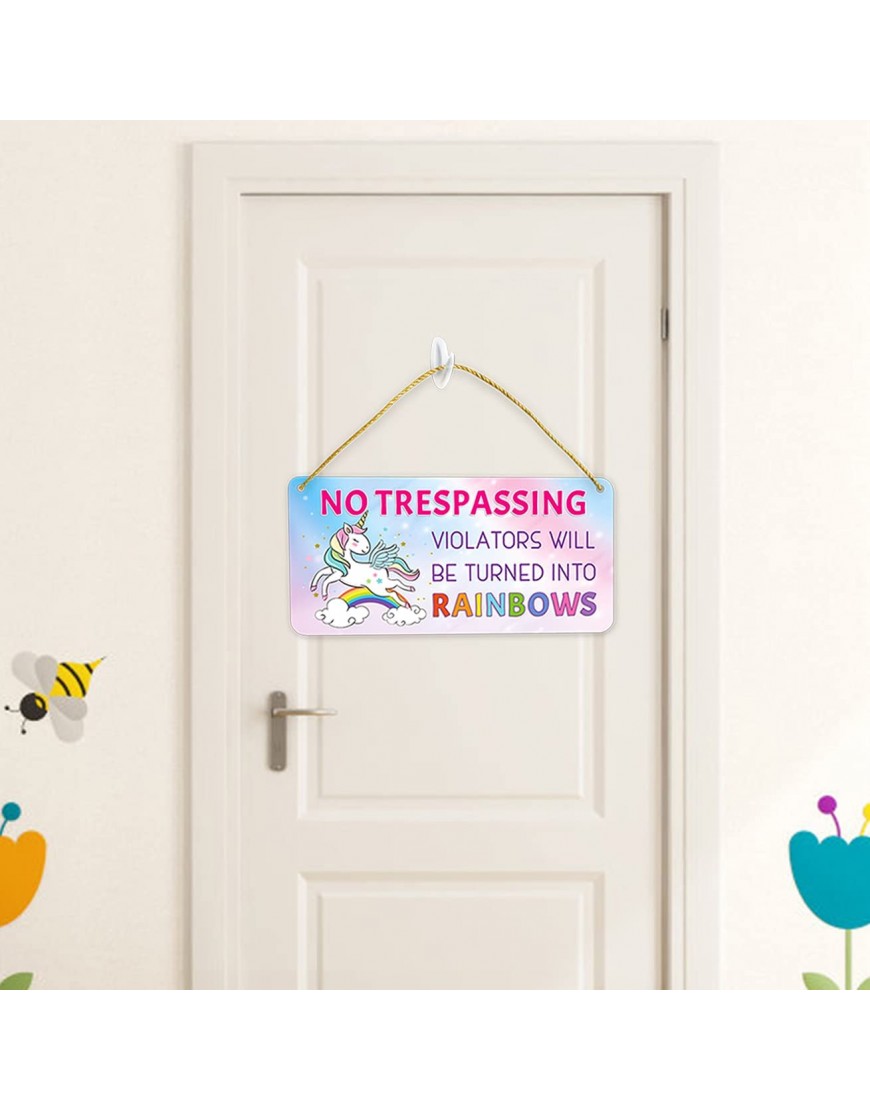 Unicorn Decor for Girls Room Hanging Sign Girls Room Decorations for Bedroom PVC Plastic Decorative Signs Colorful Quotes NO TRESPASSING Sign Kids Room Decor Gift for Girls 12″x6″ - B6BTJL1V1