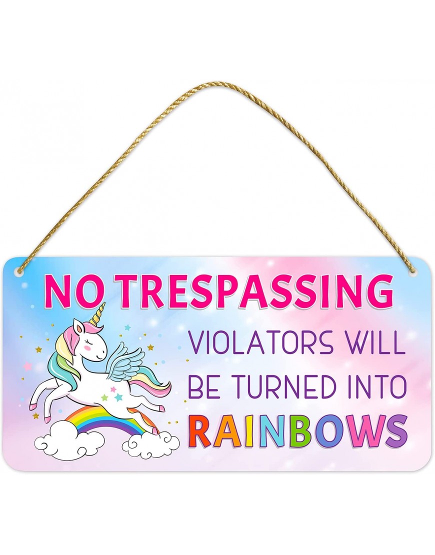 Unicorn Decor for Girls Room Hanging Sign Girls Room Decorations for Bedroom PVC Plastic Decorative Signs Colorful Quotes NO TRESPASSING Sign Kids Room Decor Gift for Girls 12″x6″ - B6BTJL1V1