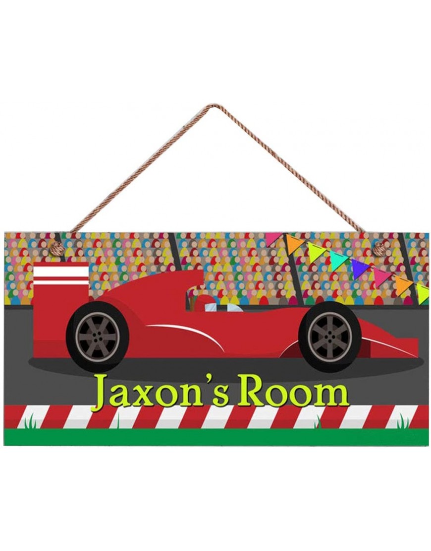 WOODSIGN Race Car Sign Race Track Boys Room Sign Personalized Sign Kid's Name Kids Door Sign Baby Nursery Art 6" x 12" Sign - B4S99GI08