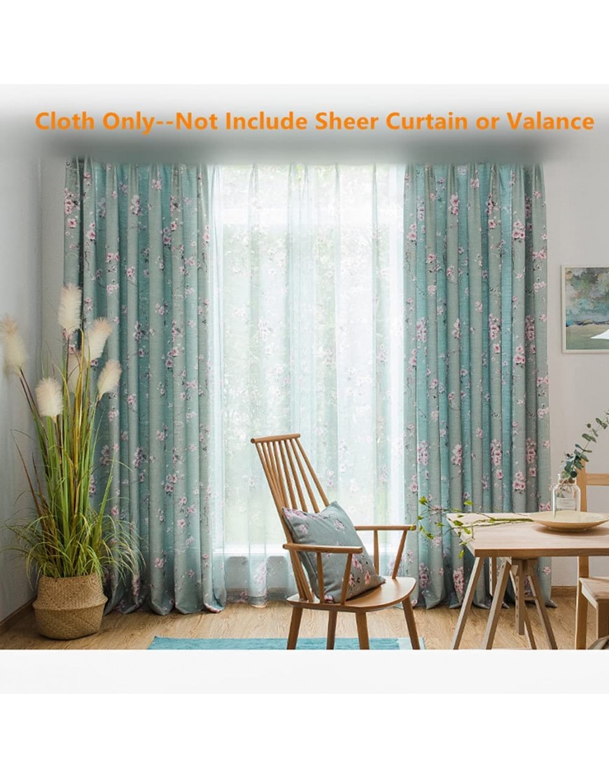 AiFish Blue Curtain Linen Grommet Drapes for Boys Bedroom Floral Country Curtains Nursery Thermal Insulated Window Panel 1 Panel W75 x L96 inch - B4ZCKVC45