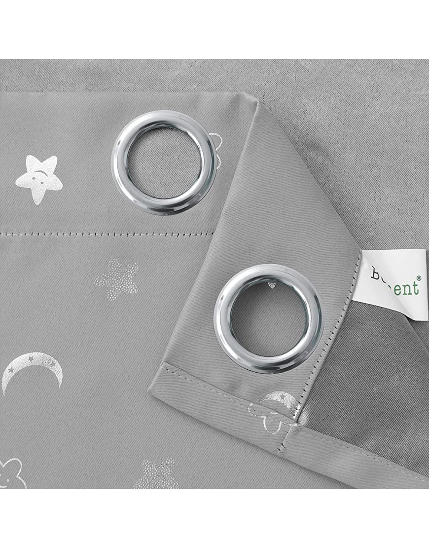 BGment Moon and Stars Blackout Curtains for Kids Bedroom Grommet Thermal Insulated Room Darkening Printed Curtains for Nursery 2 Panels of 42 x 63 Inch Light Grey - BTODM21ZP