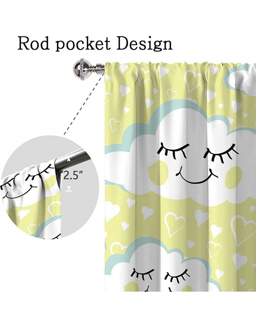 Blackout Curtain Smiling Cloud with Dropping Hearts Cute Pattern Cartoon for Baby – Rod Pocket Drapes Curtain for Living Room Home Decor 63 x 45 inch - BP4QMOAG0