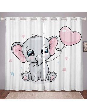 Feelyou Elephant Curtains for Bedroom Living Room Cute Baby Elephant Curtains for Kids Boys Girls Cartoon Elephant Printed Windows Drapes Cute Animal Room Decoration,38 X 45 Inch,2 Panels - BWLKAINDI