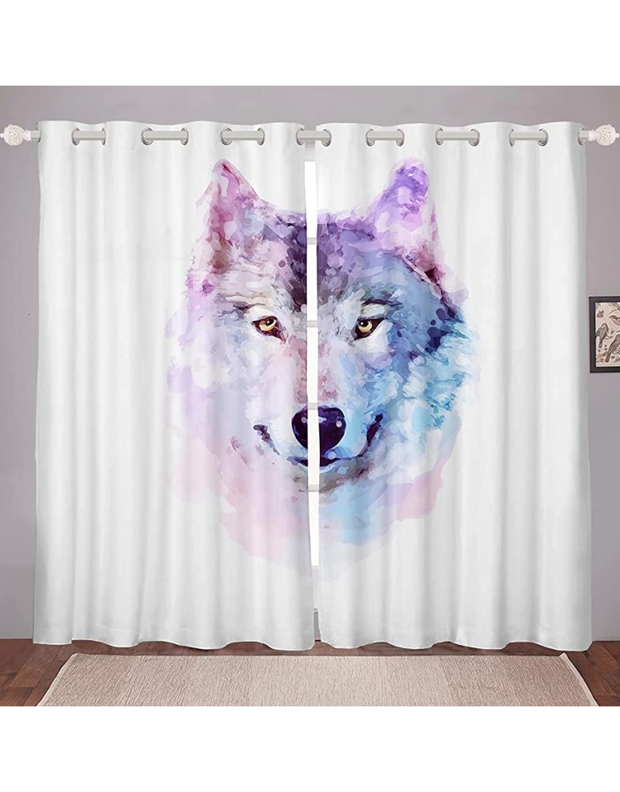 Feelyou Wolf Curtains Colorful Safari Animal Pattern Window Curtains for Bedroom Living Room for Kids Boys Teens Wildlife Window Drapes Cute Animals Window Treatments 42W X 84L,2 Panels - BRD96NRSW