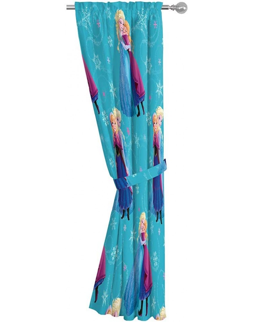 Jay Franco Disney Frozen Swirl 63 inch Drapes 4 Piece Set Beautiful Room Décor & Easy Set up Bedding Features Anna & Elsa Window Curtains Include 2 Panels & 2 Tiebacks Official Disney Product - BFDMPSKBR