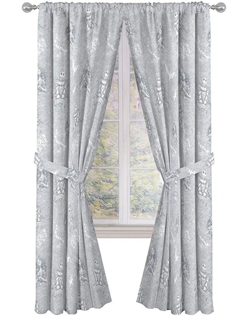 Jay Franco Disney Nightmare Before Christmas Meant to Be 84" Inch Drapes Beautiful Room Décor & Easy Set Up Bedding Curtains Include 2 Tiebacks 4 Piece Set Official Disney Product - BT5UPVBJZ
