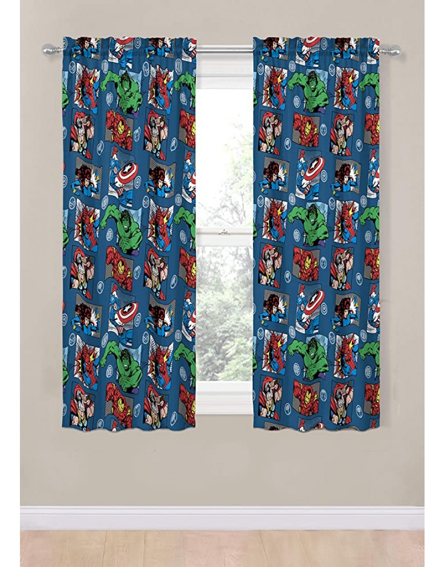 Jay Franco Marvel Avengers Fighting Team 63 Inch Drapes Beautiful Room Décor & Easy Set Up Bedding Curtains Include 2 Tiebacks 4 Piece Set Official Marvel Product - BBBK1MRBE