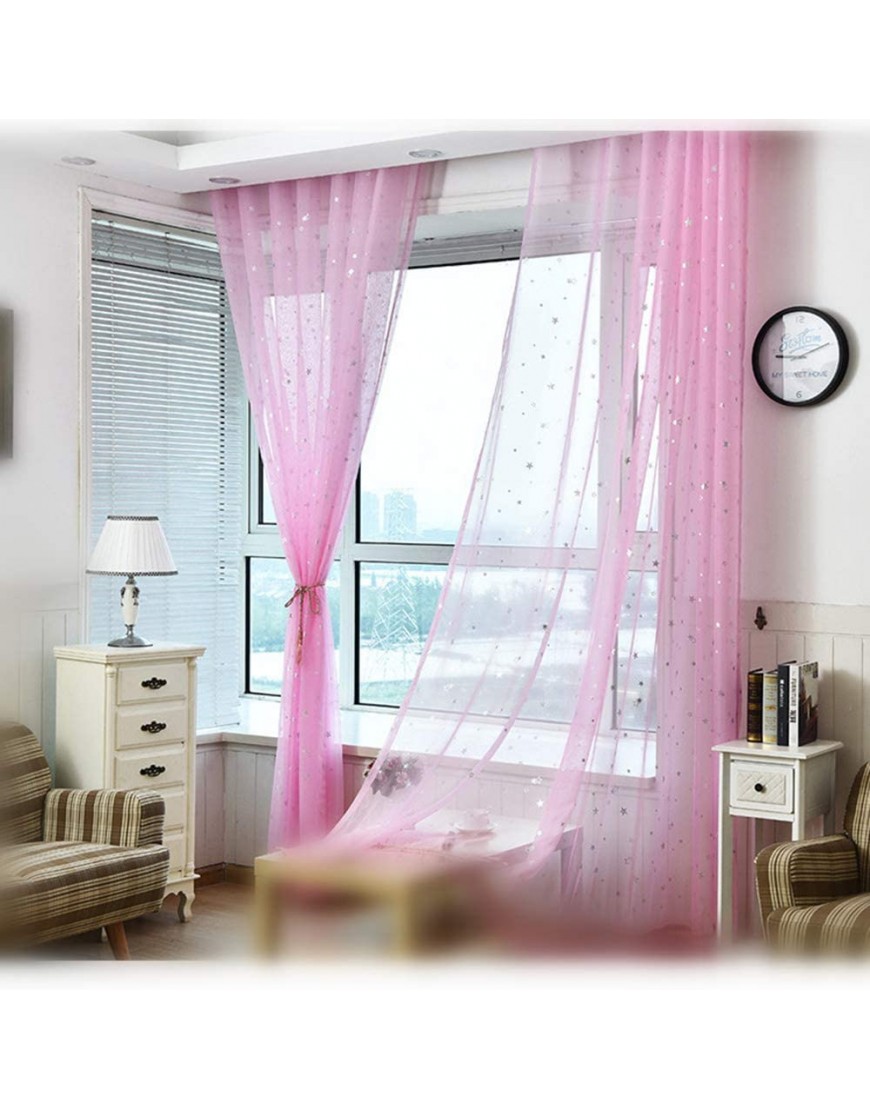 Kids Room Window Curtain Decoration Rod Pocket Process Multiple Sizes Star Voile Curtain Drape1 Panel - B8JHBAE0V