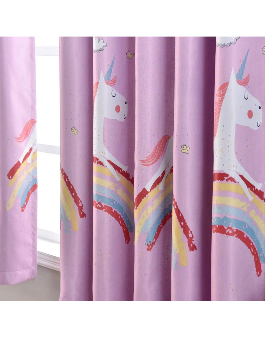 MYRU 2 Panels Set Rainbow Unicorn Curtains 63 Inch Length Semi Blackout Curtains for Kids Room Pink,2X 52x63 Inch - BJOEDBJW4