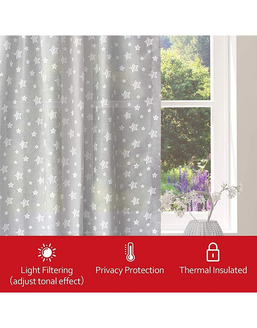Nursery Curtains Kids Star Curtains 1 Panel for Bedroom Living Room Thermal Insulated Curtains Noise Reducing Window Curtain 42 x 63 Inch 1 Panel Light Grey - BYLFV0PGS