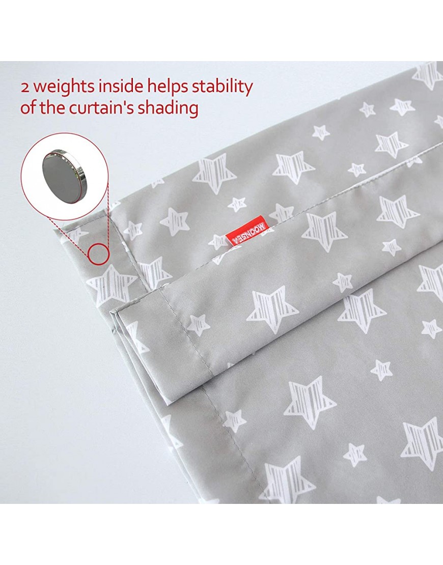 Nursery Curtains Kids Star Curtains 1 Panel for Bedroom Living Room Thermal Insulated Curtains Noise Reducing Window Curtain 42 x 63 Inch 1 Panel Light Grey - BYLFV0PGS