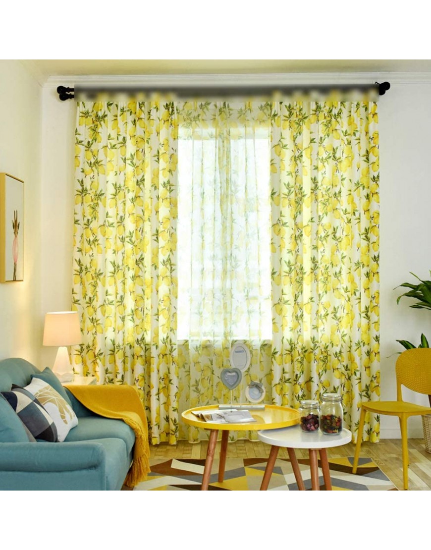 pureaqu Nordic Style Yellow Lemon Pattern Window Sheer Curtain Panels for Kids Nursery Room Rod Pocket Printed Semi Sheer Voile Curtain Drapes Tulle for Patio Doors 1 Panel W39 H84 Inch - B8RWCLMR7
