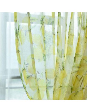 pureaqu Nordic Style Yellow Lemon Pattern Window Sheer Curtain Panels for Kids Nursery Room Rod Pocket Printed Semi Sheer Voile Curtain Drapes Tulle for Patio Doors 1 Panel W39 H84 Inch - B8RWCLMR7