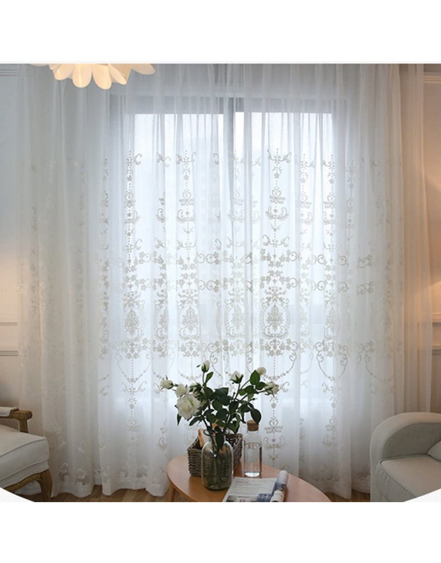 pureaqu Rod Pocket Process W52xH84 Window Treatment Semi Sheer Curtain for Living Room Floral Embroidered Voile Curtain Drapes for Bedroom Sliding Glass Door 1Panel - BLWVFUO1A