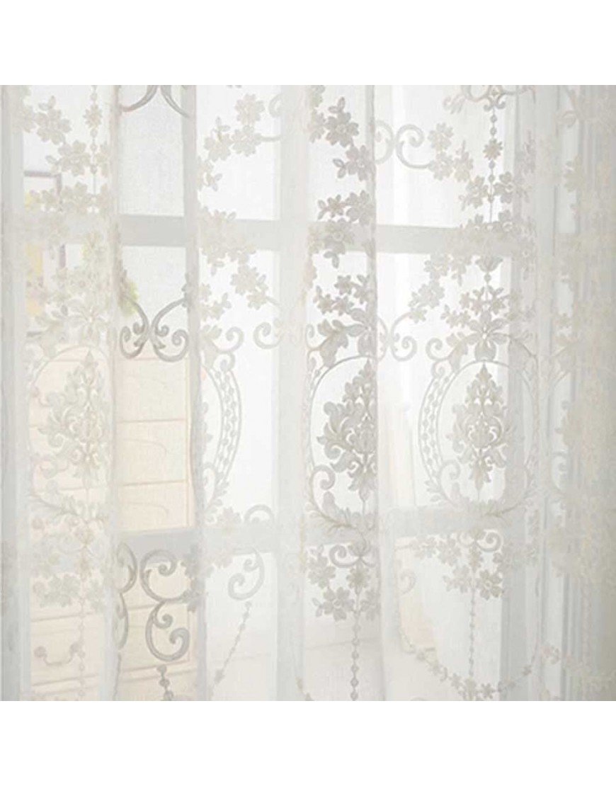 pureaqu Rod Pocket Process W52xH84 Window Treatment Semi Sheer Curtain for Living Room Floral Embroidered Voile Curtain Drapes for Bedroom Sliding Glass Door 1Panel - BLWVFUO1A