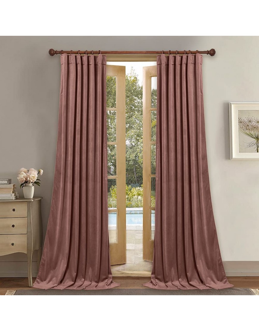 StangH Extra Long Velvet Curtains 120 inches Long for Living Room Wild Rose Pink Home Decoration Thermal Light Blocking Drapes for Bedroom Nursery Kids Room Dividers W52 x L120 2 Panels - B6DZUS12O