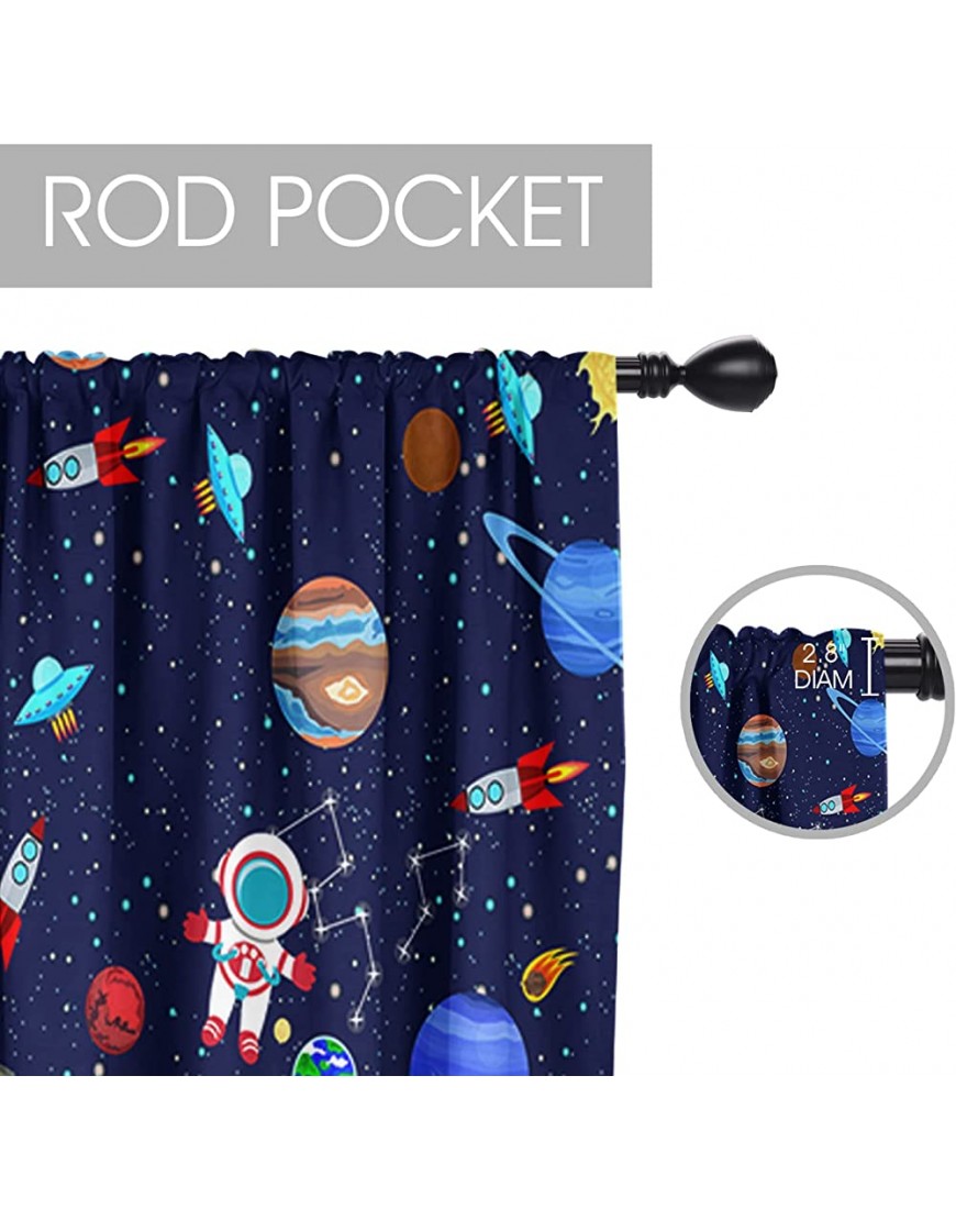 Zokyer Cartoon Space Window Curtain for Boys Kids Universe Astronaut Planet Journey Starry Star Nursery Playroom Rod Pocket Drapes 42 W x 63 L Curtain Set for Living Room Set of 2 Panels Grommet - B9I4UNQUQ