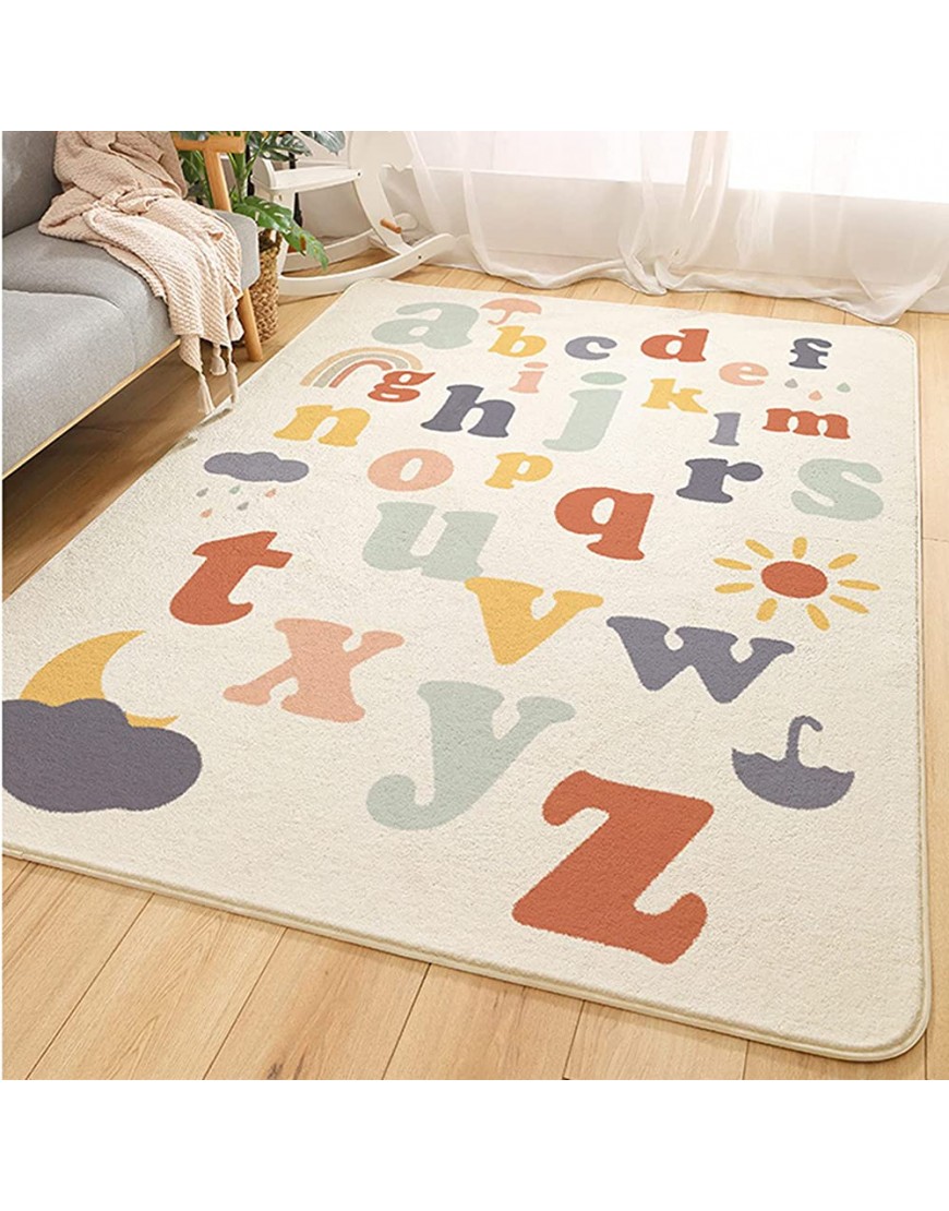 Abreeze Play Mat Faux Wool Kids Play Area Rugs 4' x 5.3' Non-Slip Childrens Carpet ABC Number Educational Learning & Game Decor Living Room Bedroom Playroom Nursery Best Shower Gift - BWTL3H1BR