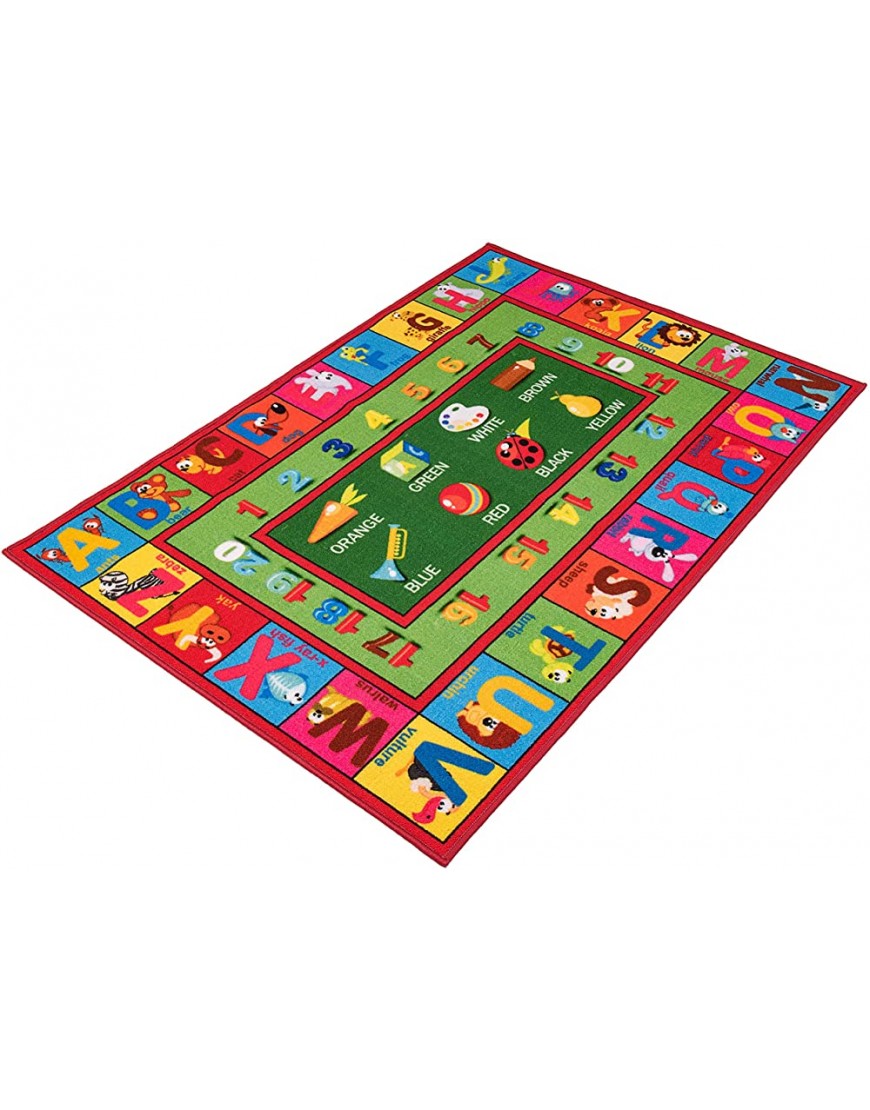 Booooom Jackson Collection ABC Fun Kids Rugs Numbers and Animal Educational Classroom Rug for Playroom,Classroom and Kidroom,Safety and Fun Alphabet Rug Learning Carpet for Boys and Girls - BDSV6JESM