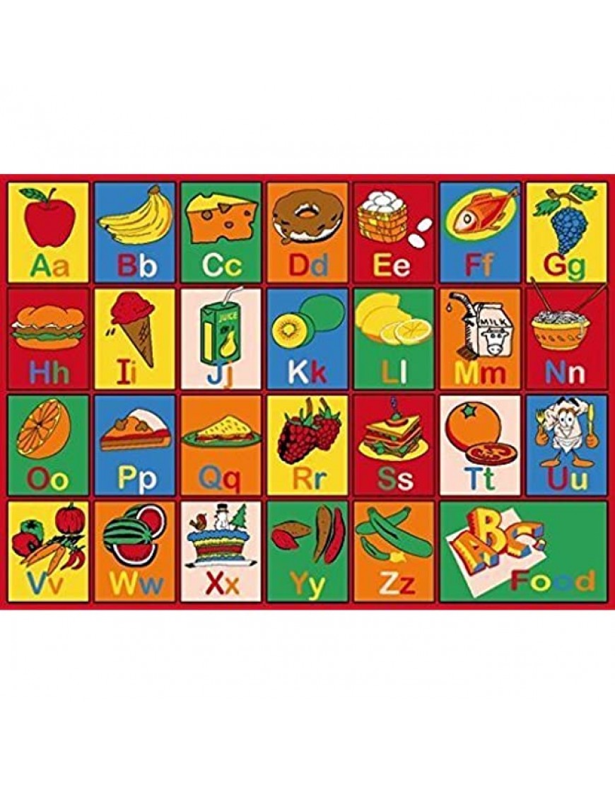 Champion Rugs 8x10 Kids Area Rug ABC Food Learning Playtime Carpet 7ft4in.x10ft4in. 8 Feet X 10 Feet - BWY14PBBM